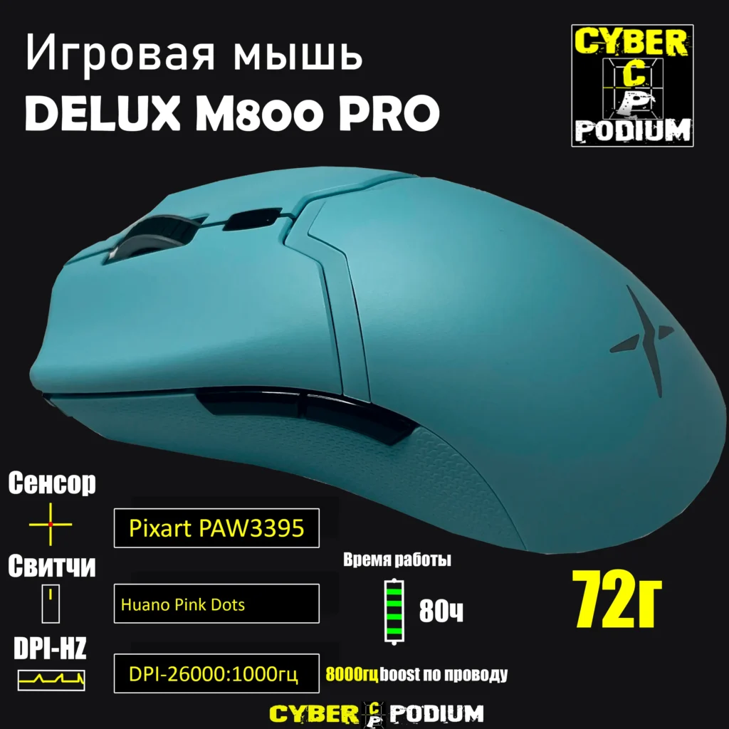 Беспроводная игровая мышь Delux M800 Pro PAW3395 2k and 8k