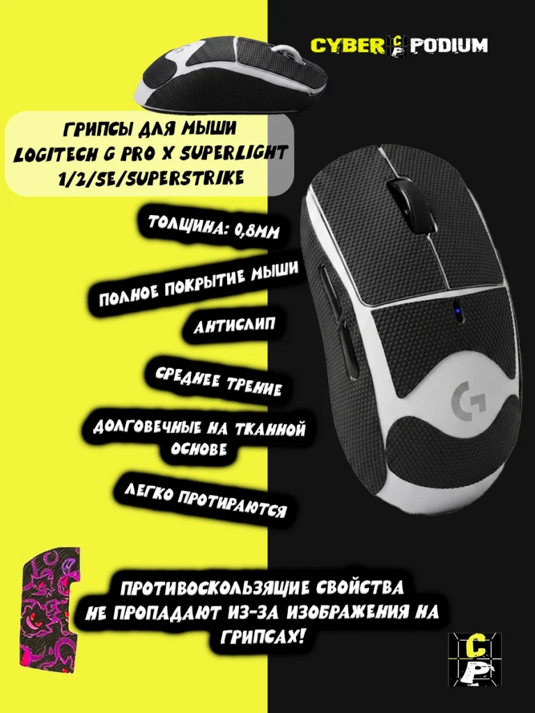Грипсы для мыши Logitech G Pro X Superlight 1/2/SE/SUPERSTRIKE противоскользящие наклейки - изображение 12